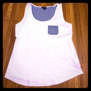 Chaps Nautical Tank, Size Large, Navy & White